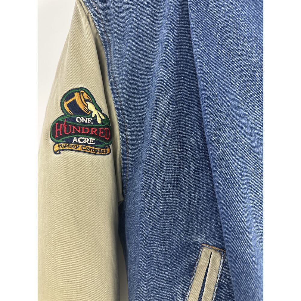 VTG Disney Store Winnie The Pooh Patch No Bother Bear Snap Denim Bomber Jacket S - Picture 15 of 16